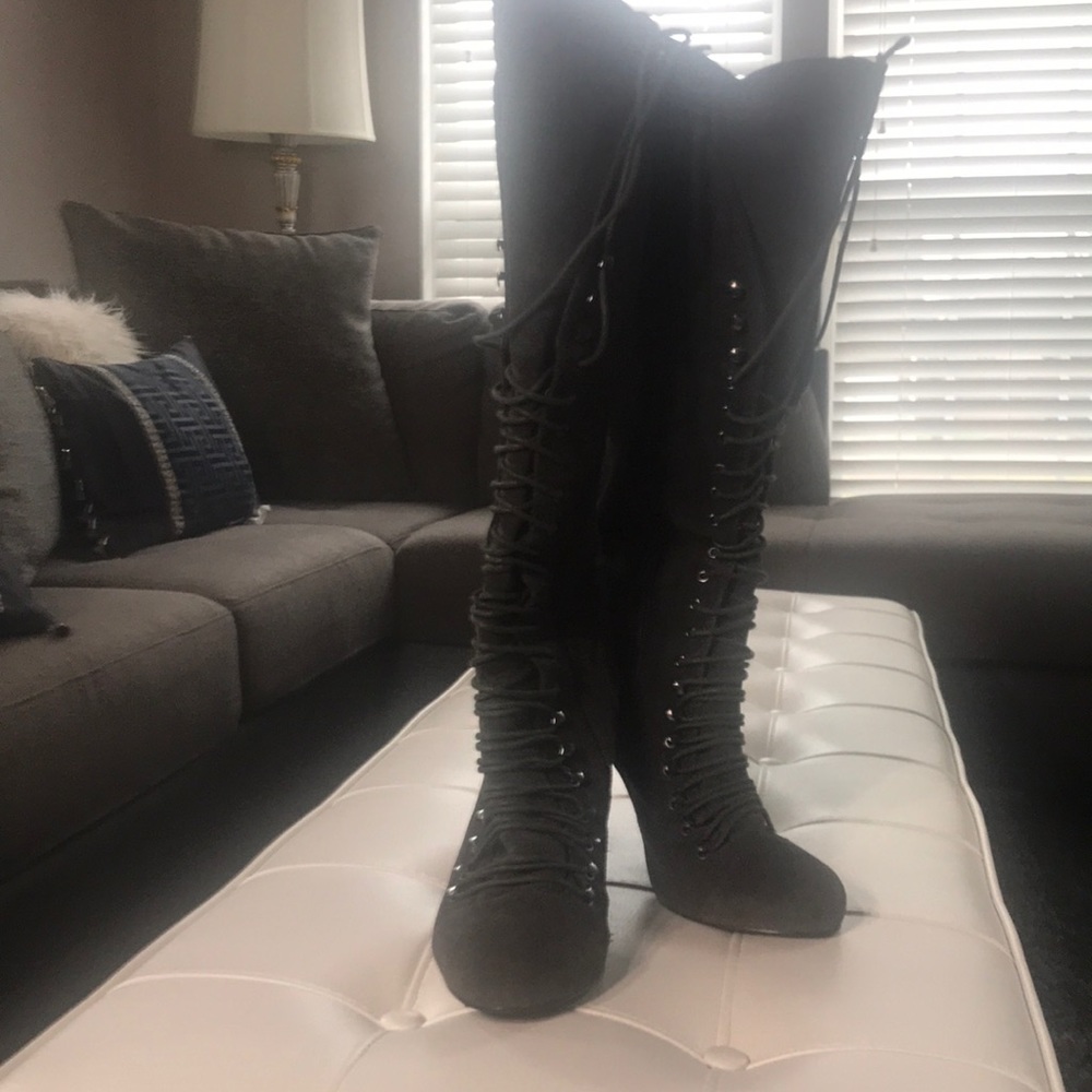 Suede Lace up Colin Stuart knee high boots